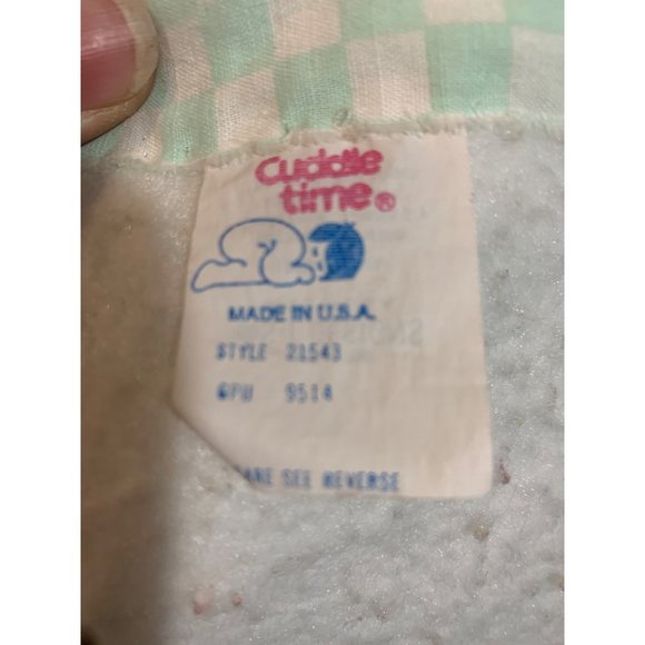 Cuddle Time Baby Crib Blanket VTG Mint Checkered Embroidered Detailed Bear with - Picture 4 of 9